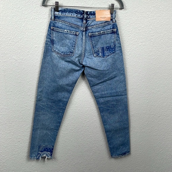 New Moussy Vintage Monroe Tapered Jean Japanese Denim Patchwork Sz 24 - Picture 6 of 14